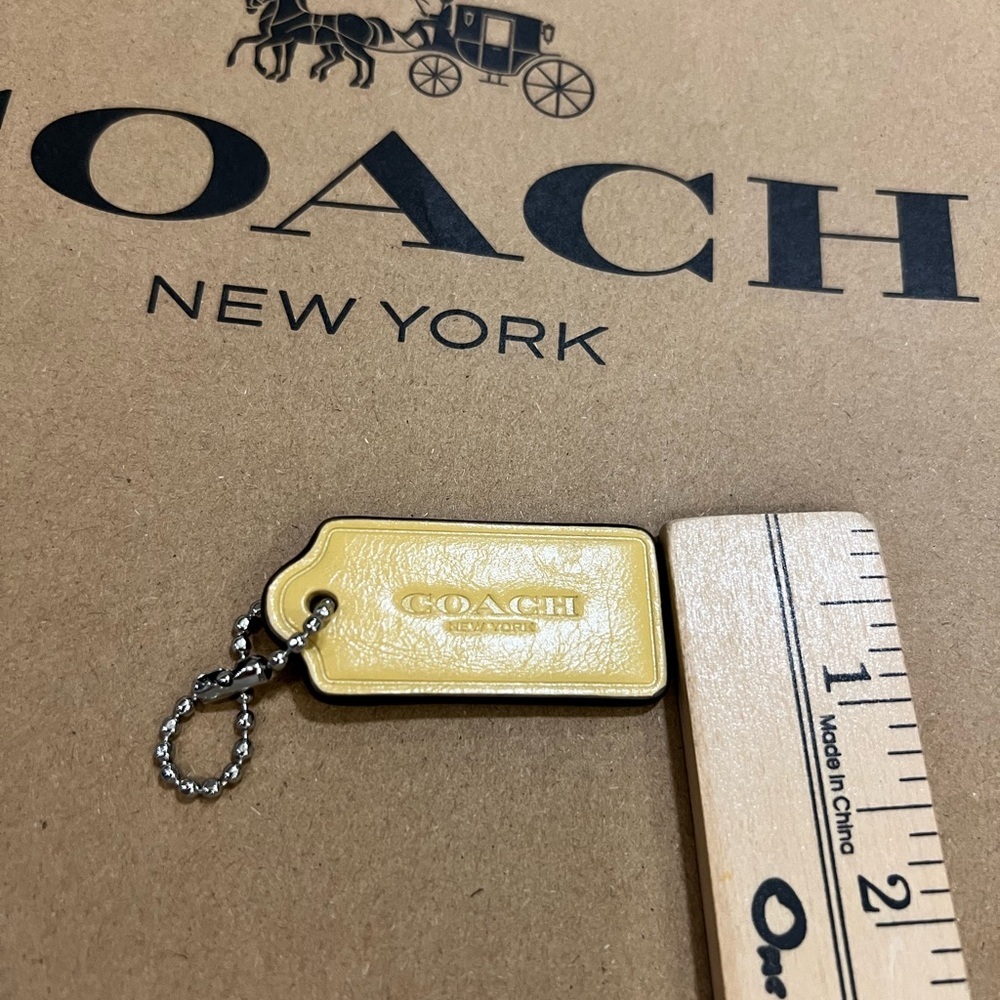 Coach Yellow Leather Tag Key & Card Holder with Ball-Chain - Picture 7 of 8